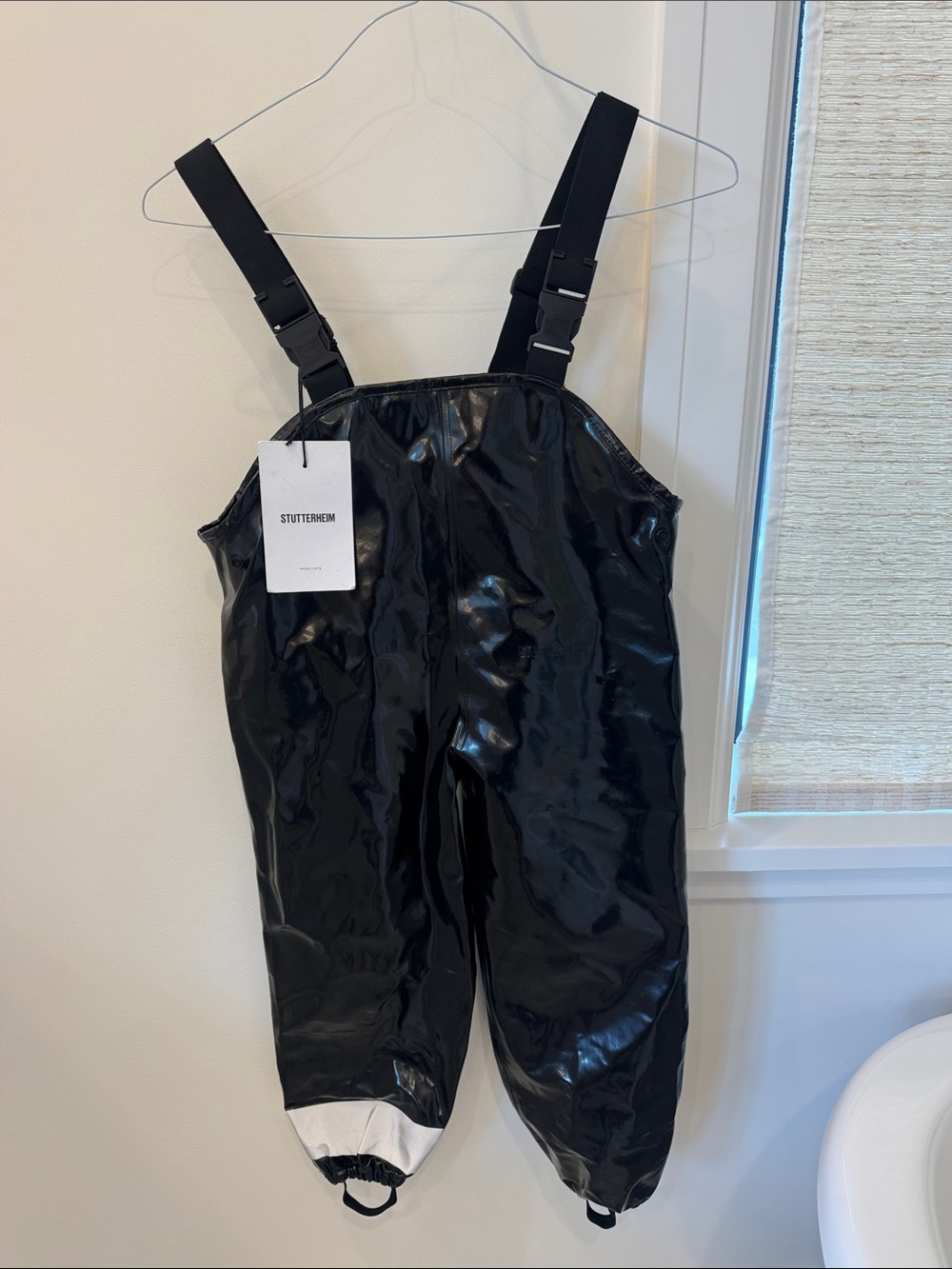 Stutterheim Kids Black Gloss Rain Bib Overalls